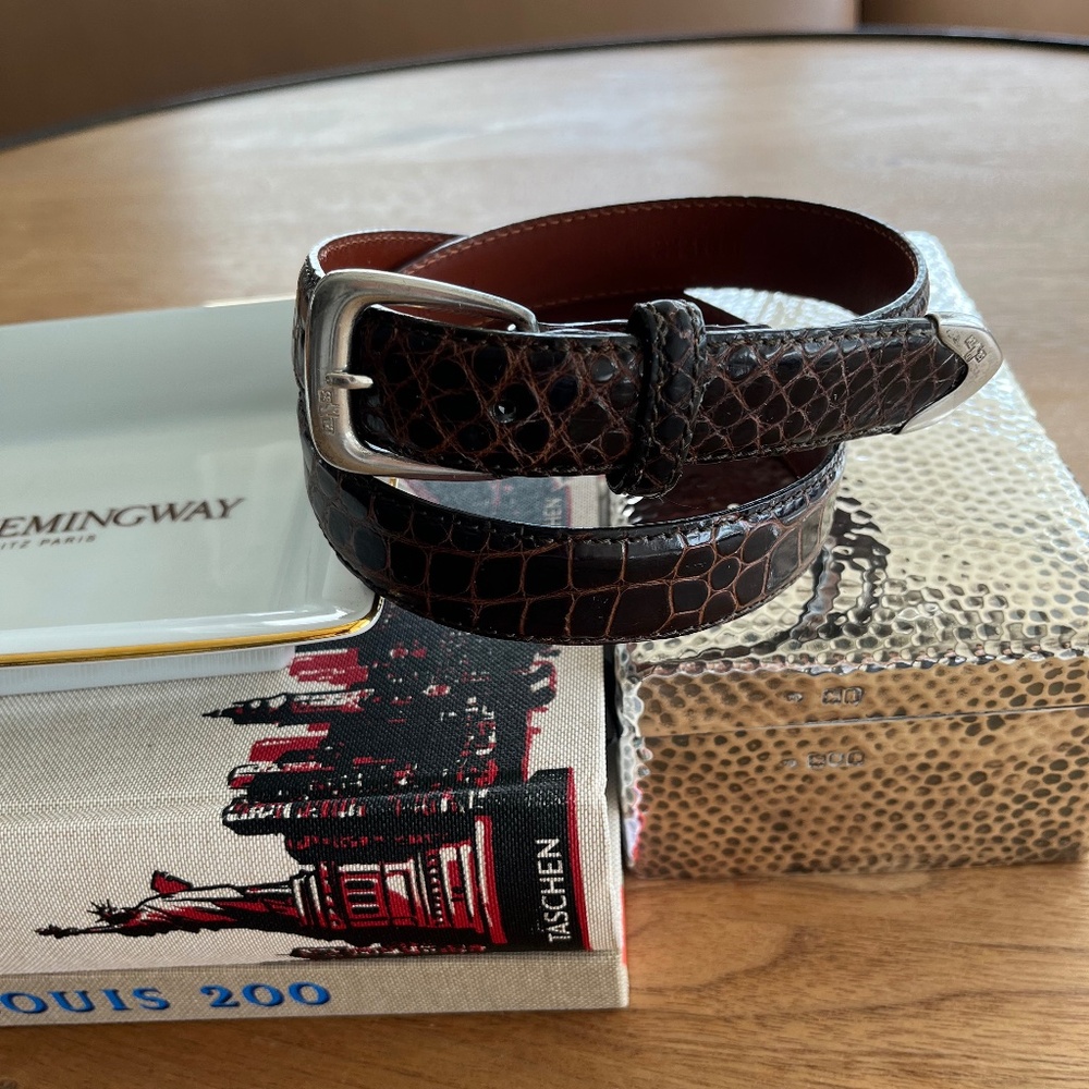 Ralph Lauren Genuine American Alligator Belt - Sterling Silver Buckle